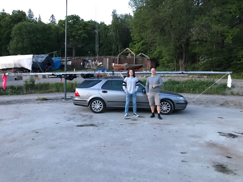 Transport av IF-mast på Saab 95.